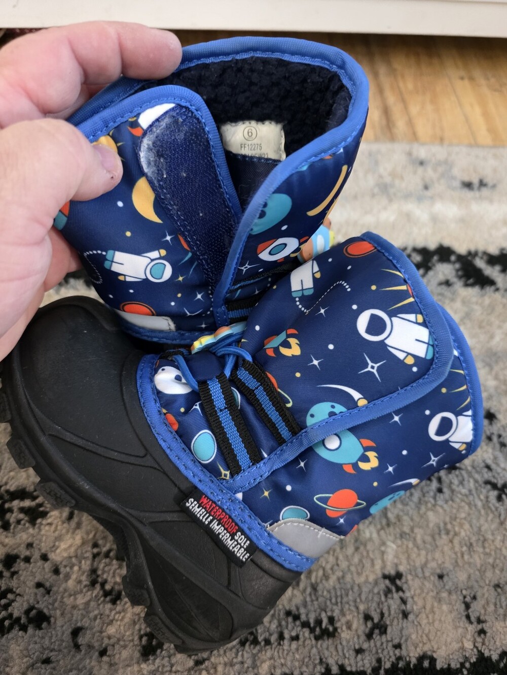 George Navy Space-Print Waterproof Kids Rain & Snow Boots